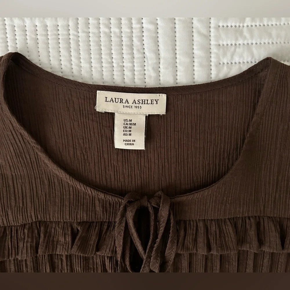 Laura Ashley Chocolate Brown Blouse Size Medium - Picture 3 of 4